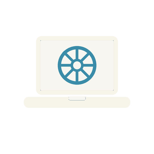Web Kaptein-logo: laptop med skipsratt